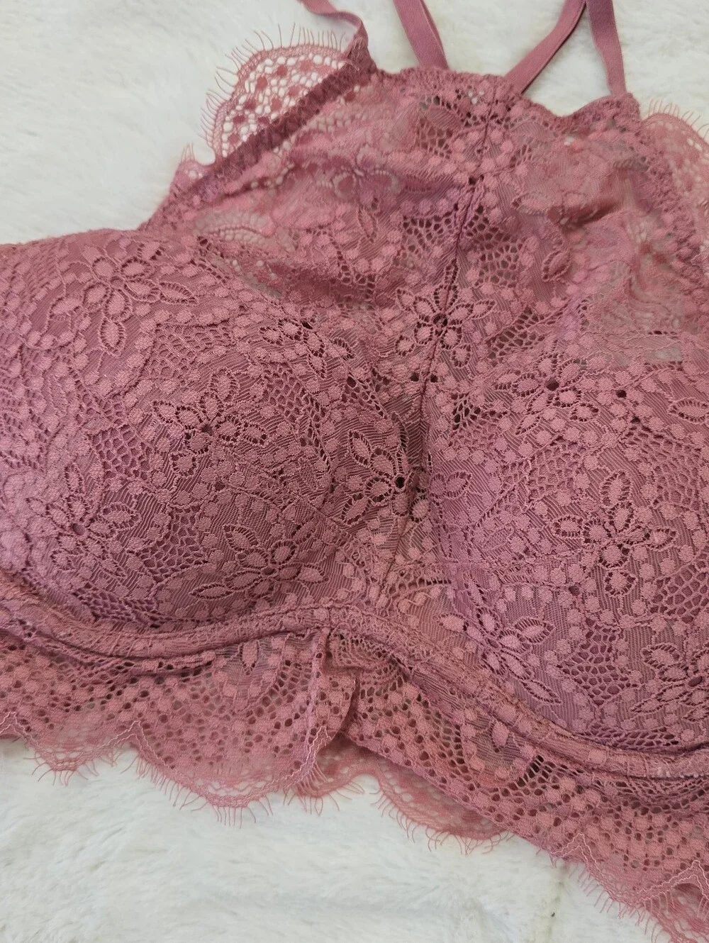 PINK Victoria's Secret Lace High-Neck Push Up Bralette in Dusty Rose Size S
